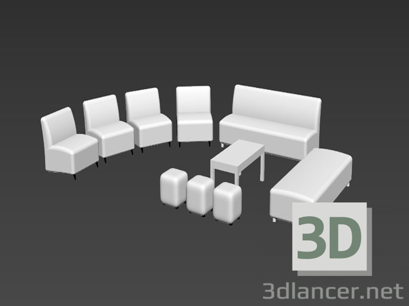 3D modeli beyaz oda - önizleme