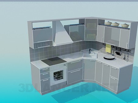 3D Modell Eine kleine Küche - Vorschau