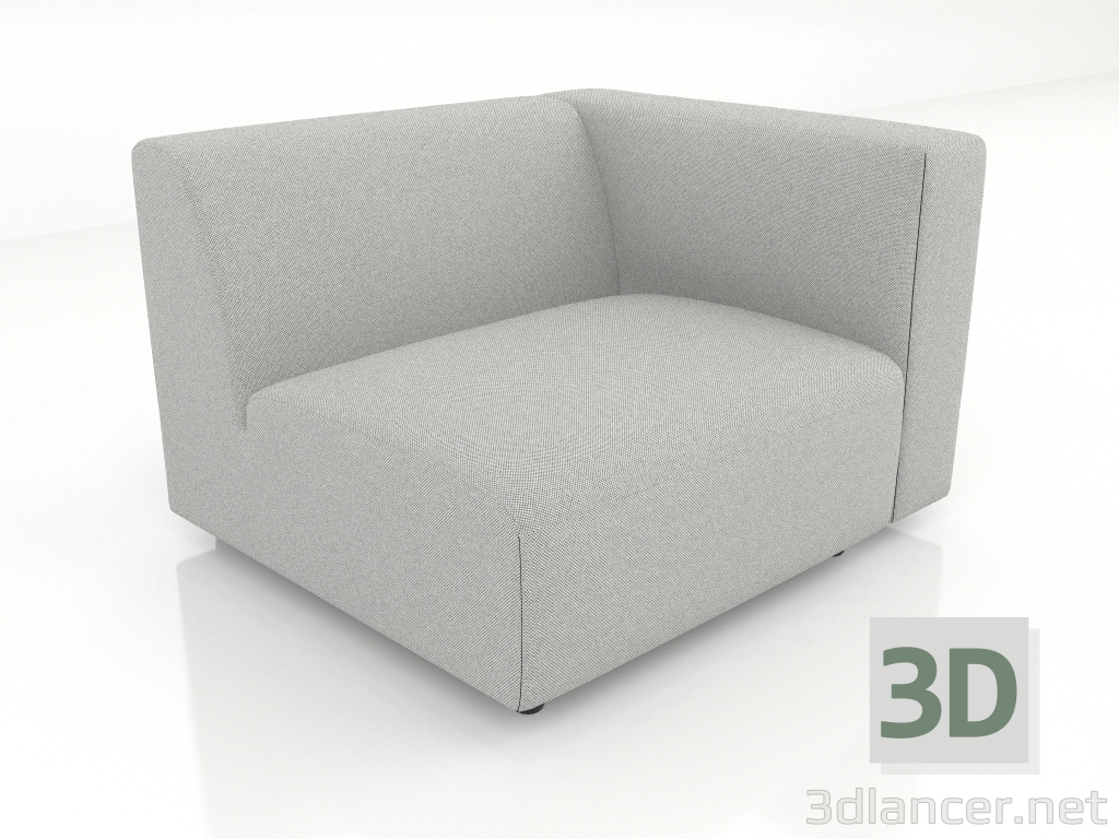 3D Modell Sofamodul 1-Sitzer (L) 83x90 mit Armlehne rechts - Vorschau