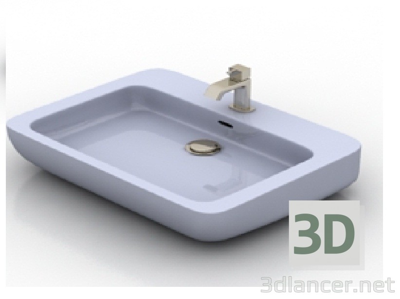 3D Modell Waschbecken mit Armatur - Vorschau