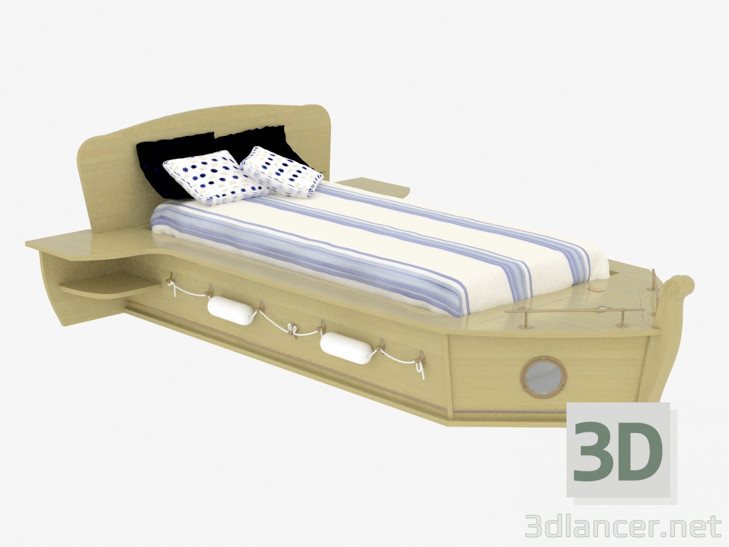 3d модель Кровать в виде корабля – превью
