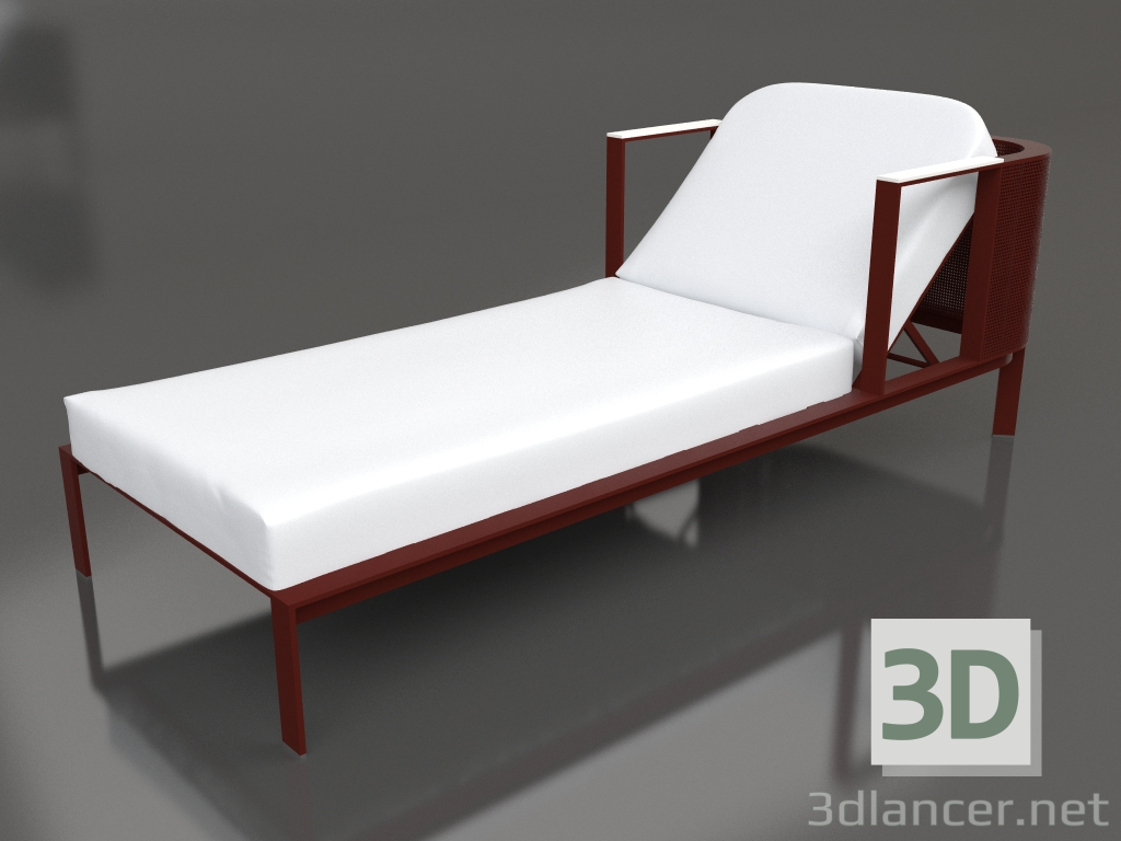 3D modeli Yükseltilmiş koltuk başlığına sahip şezlong (Şarap kırmızısı) - önizleme