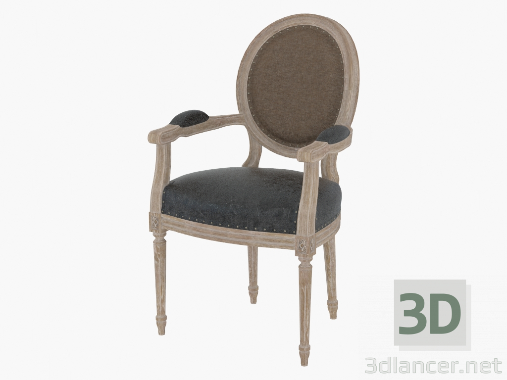 3D Modell Ein Esszimmerstuhl mit Armlehnen FRENCH VINTAGE LOUIS GLOVE ROUND LEHNSESSELN (8827.1106) - Vorschau