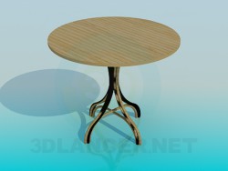 Wooden tablewith a wicker leg