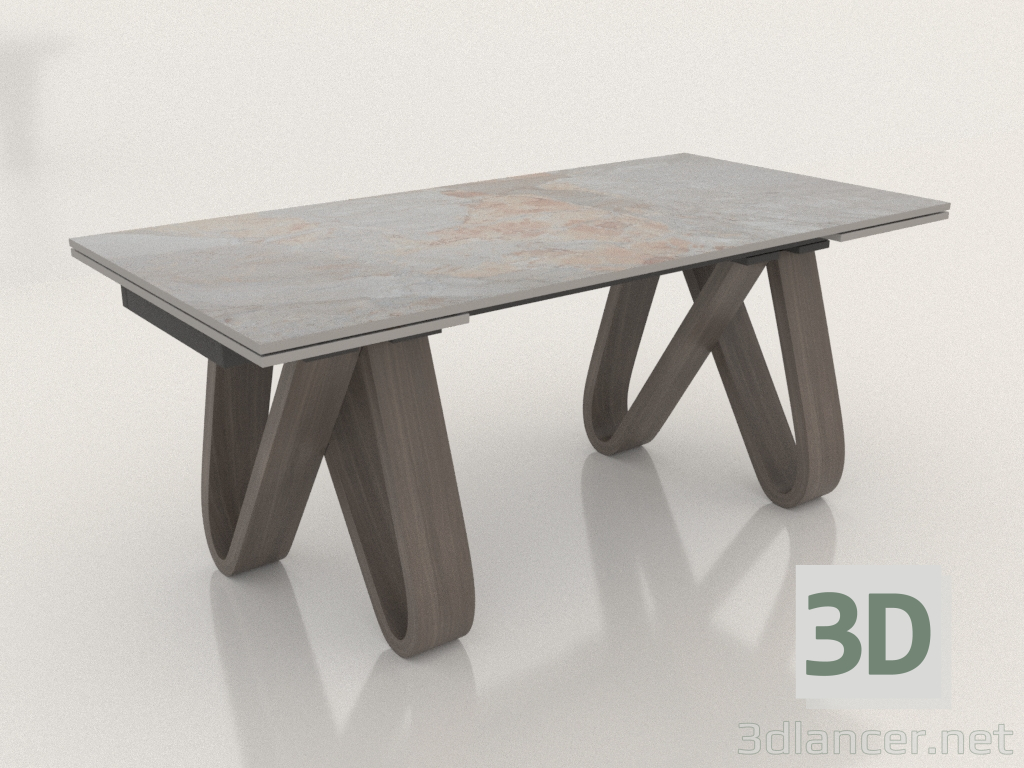 3 डी मॉडल फोल्डिंग टेबल लिडो फोल्डेड 180-260 (ग्रे सिरेमिक-अखरोट) - पूर्वावलोकन