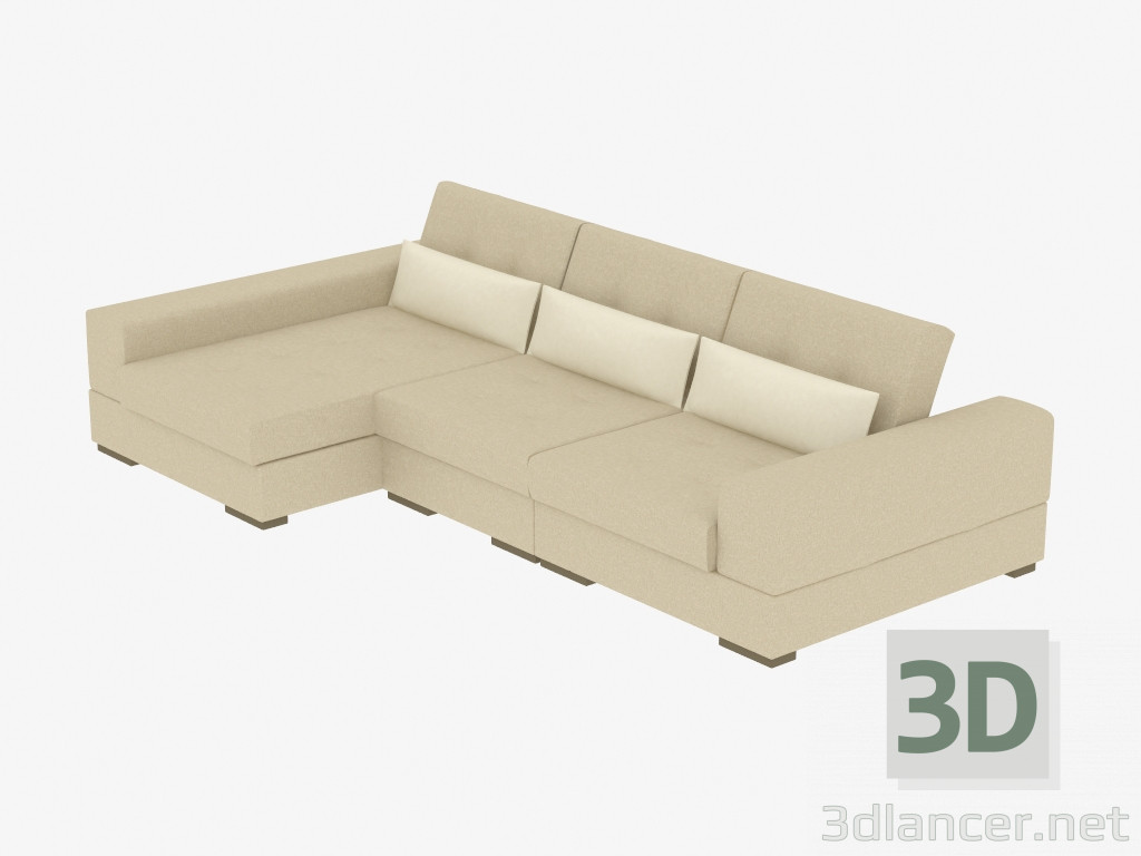 modèle 3D Canapé d'angle couchette modulaire Salvador - preview