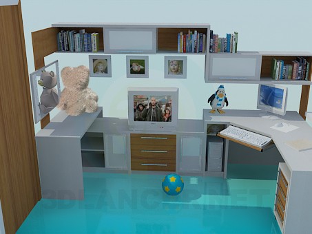 3d модель Меблі в дитячу кімнату – превью