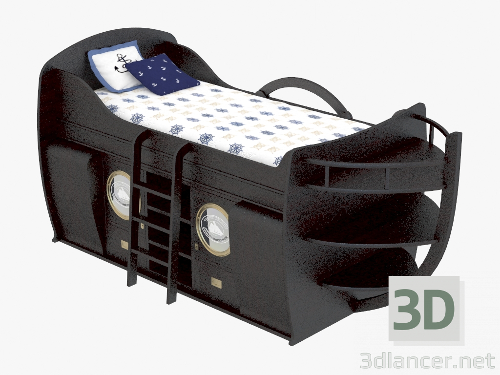 3d модель Кровать одноместная в виде корабля – превью