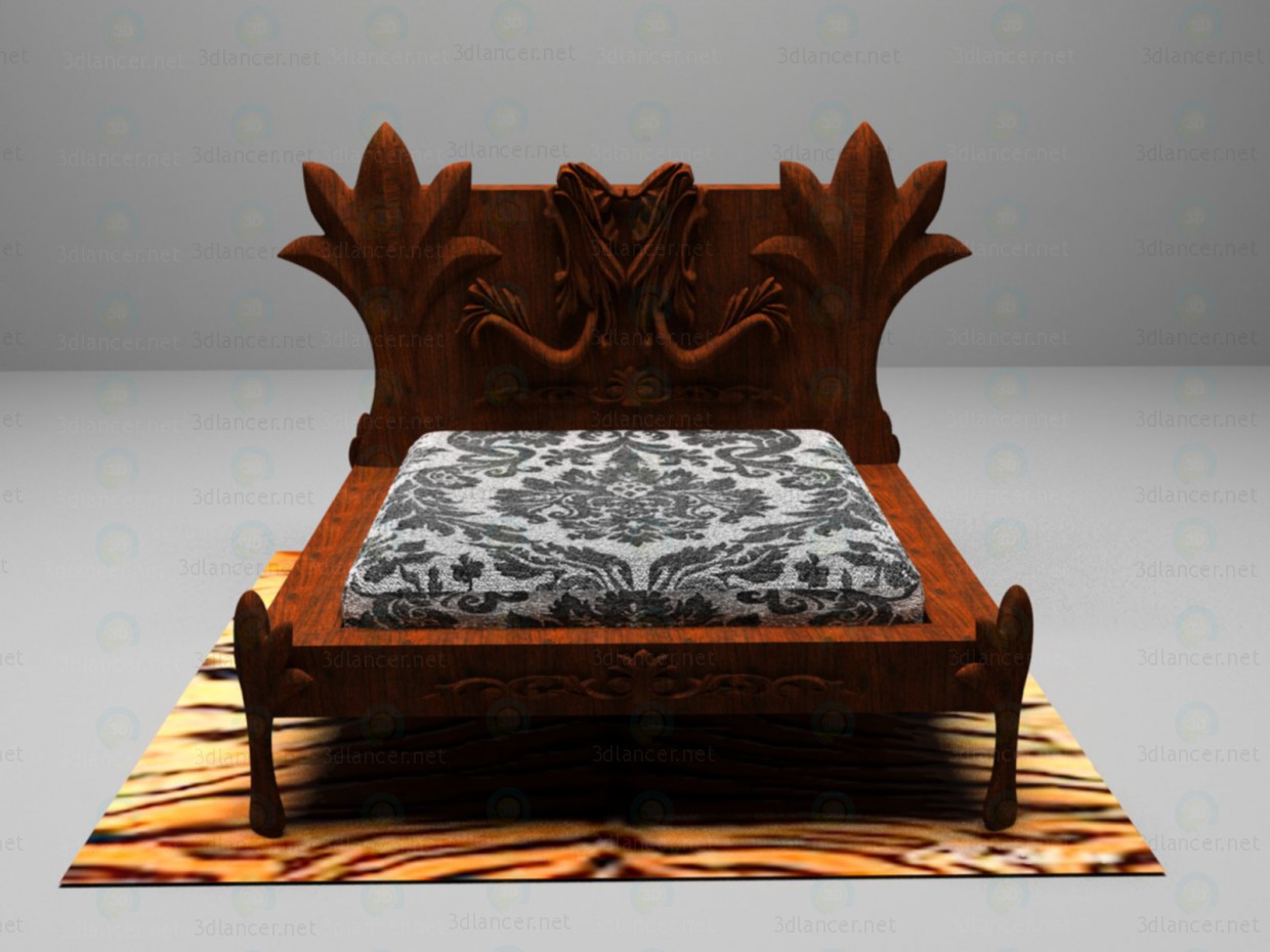 3d модель ліжко різьблена) – превью