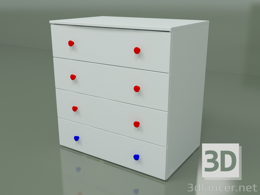 3D Modell Kommode 4 Schubladen - Vorschau