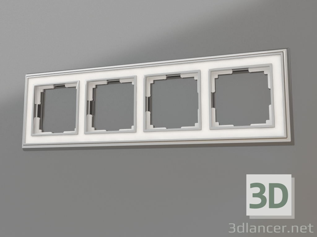 3d model Marco para 4 postes Palacio (cromo-blanco) - vista previa