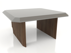 Mesa de centro, chapa de nogal acabado F, laca gris brillante (80x80x40 cm)