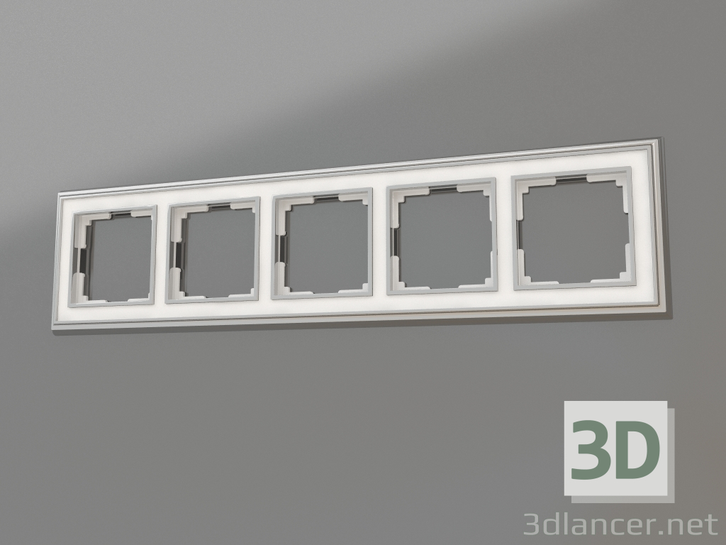 3d model Marco para 5 postes Palacio (cromo-blanco) - vista previa