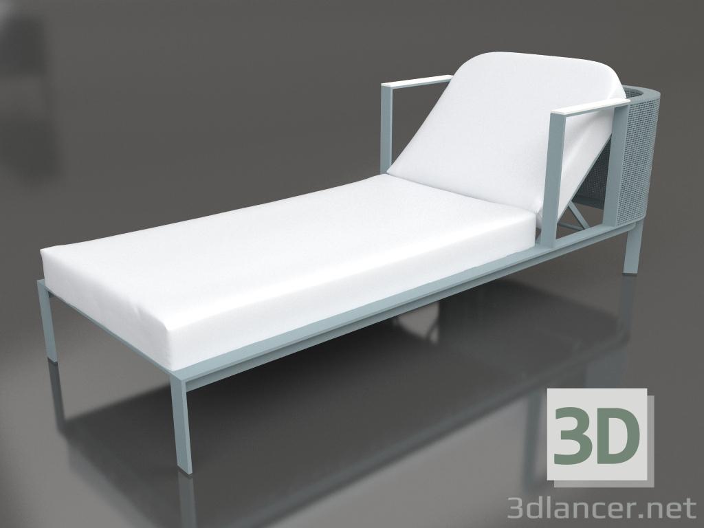 3D modeli Yükseltilmiş kafalıklı uzanma koltuğu (Mavi gri) - önizleme