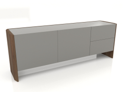 Aparador, chapa de nogal acabado F, laca gris brillante (209,6 x 50 x 78 cm)