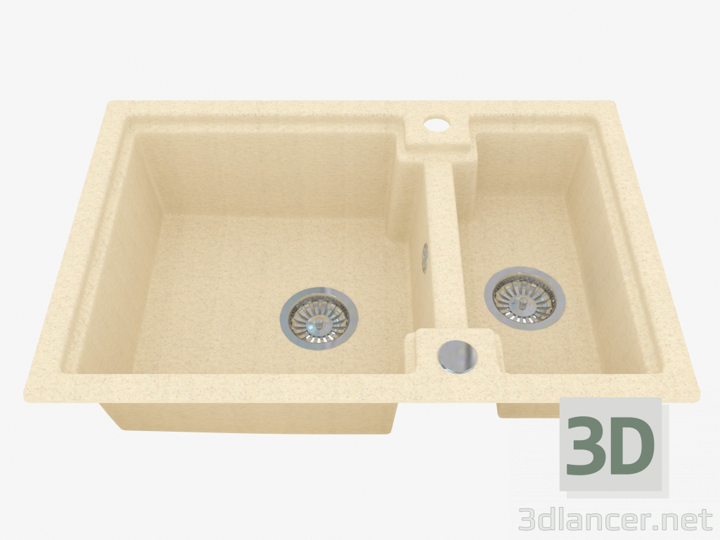 modello 3D Lavaggio, 1,5 ciotole senza un'ala per l'asciugatura - sabbia Polka (ZQO 7503) - anteprima