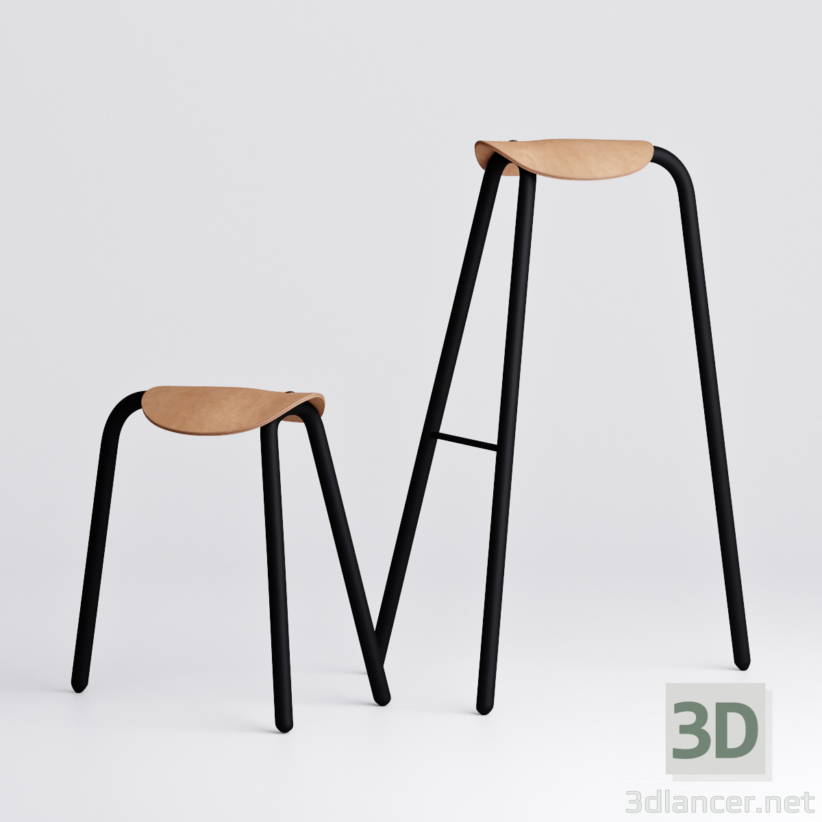 3 डी मॉडल TORU डिजाइनर चमड़े की कुर्सी टट्टू (टट्टू) - पूर्वावलोकन