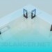 3d model Narrow angle table with glass tabletop - preview