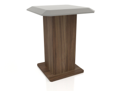 Mesa auxiliar, chapa de nogal acabado F, laca gris brillante (39,5 x 39,5 x 50 cm)