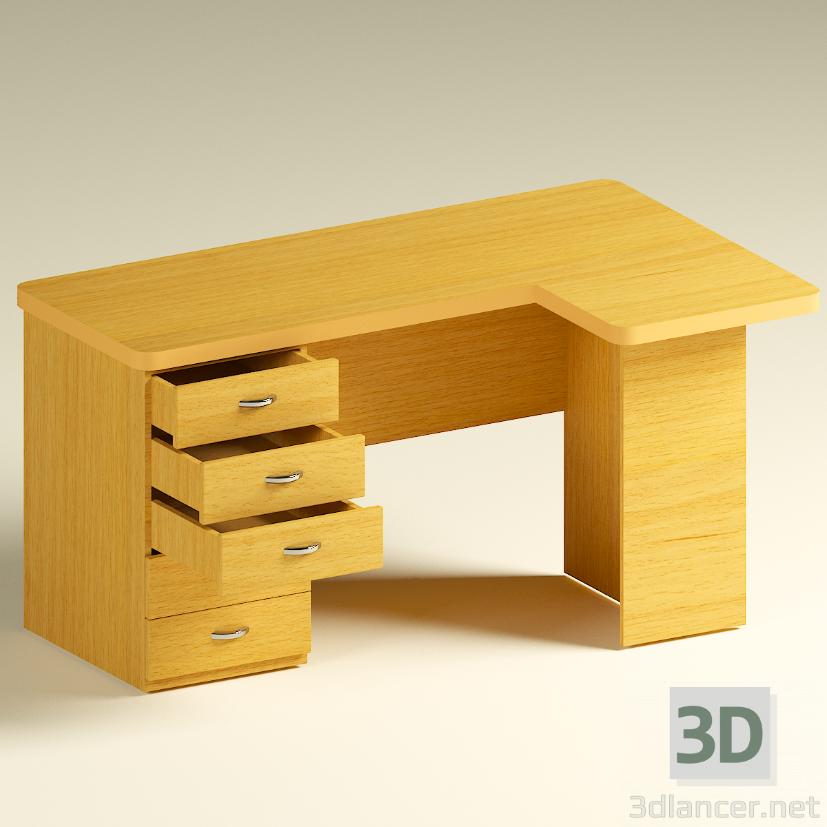 3d model computer desk angular - preview