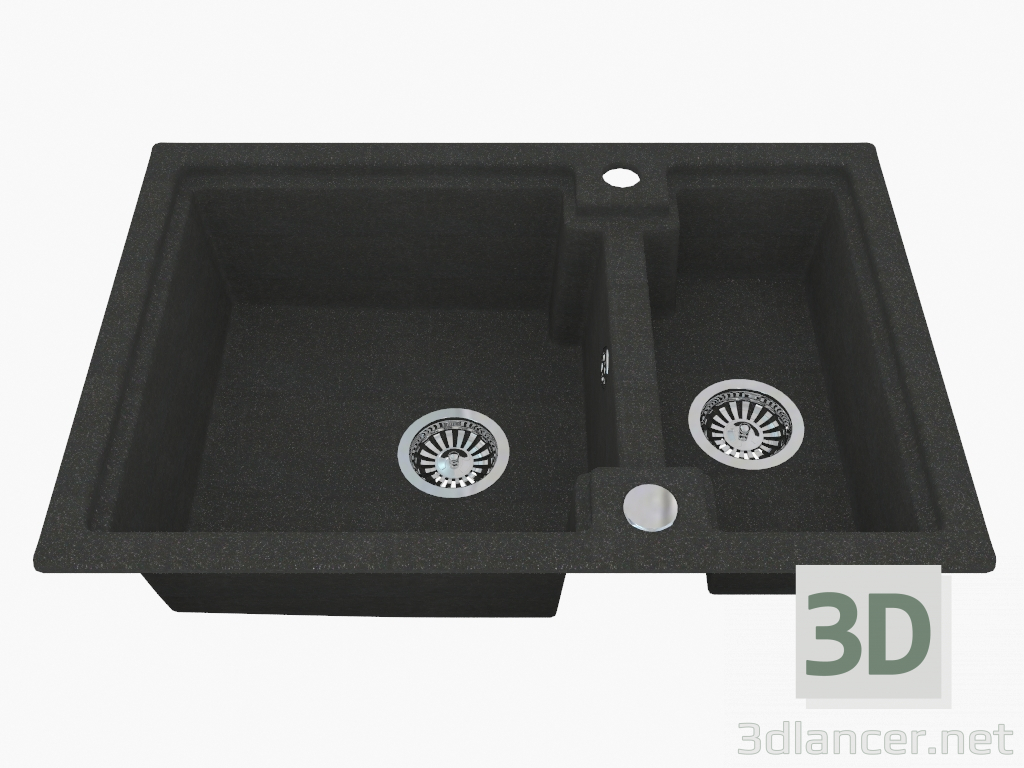 modèle 3D Lavabo, 1,5 bols sans une aile pour le séchage - Graphite Polka (ZQO 2503) - preview