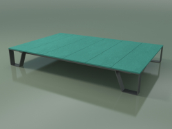 Outdoor coffee table InOut (955, Gray Lacquered Aluminum, Turquoise Enameled Lava Stone Slats)