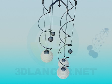 modello 3D Lampadario con spirali e palle - anteprima