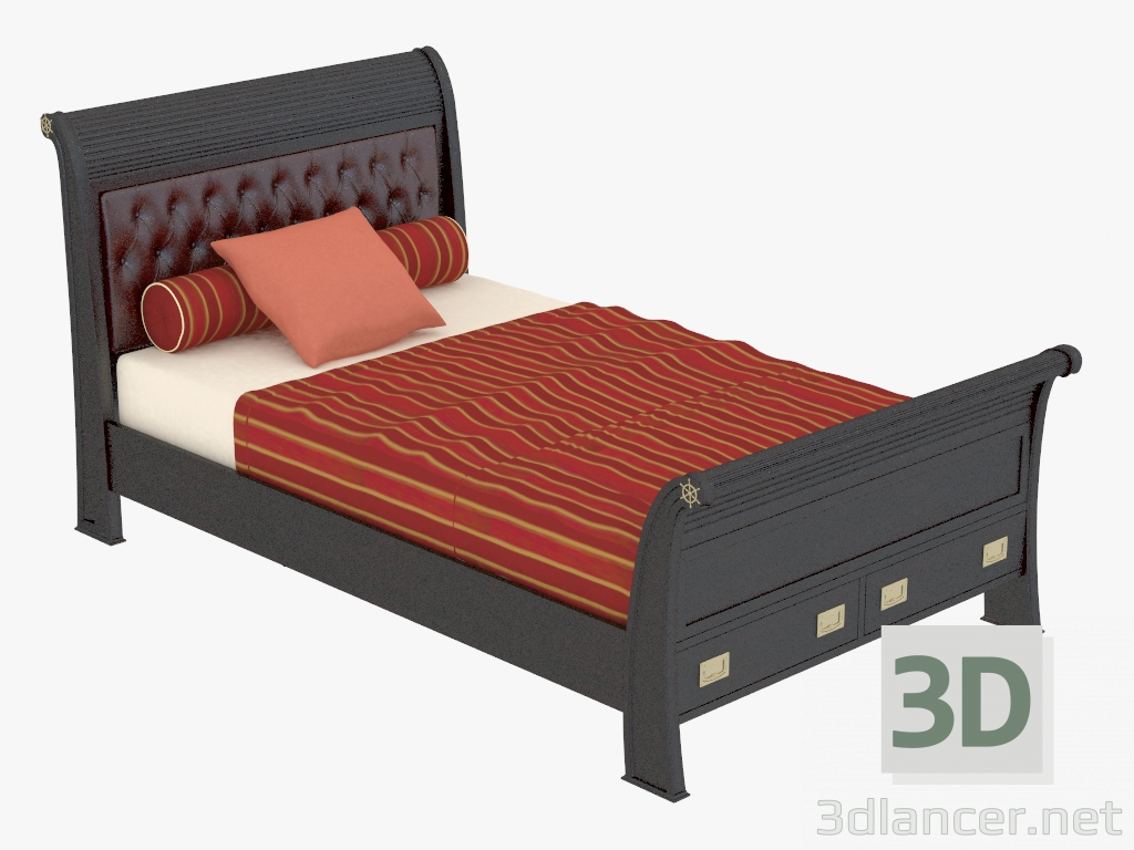3d модель Ліжко односпальне зі шкіряною оббивкою – превью