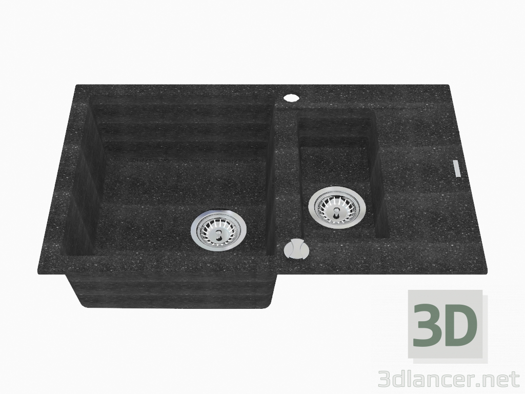 3d model 1,5-bowl sink with a short drain - graphite Rapido (ZQK 2513) - preview
