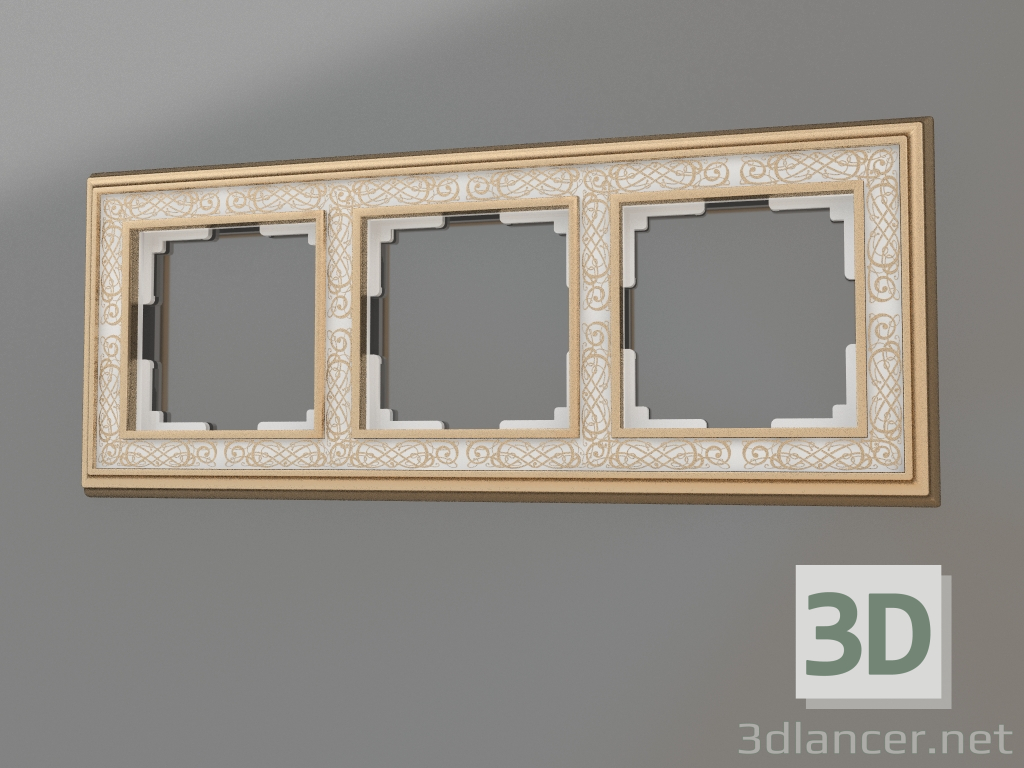 3D Modell Rahmen für 3 Pfosten Palacio Gracia (gold-weiß) - Vorschau