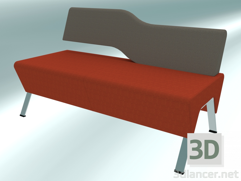 modèle 3D Le banc est double, le dossier est fixé à gauche (2L) - preview
