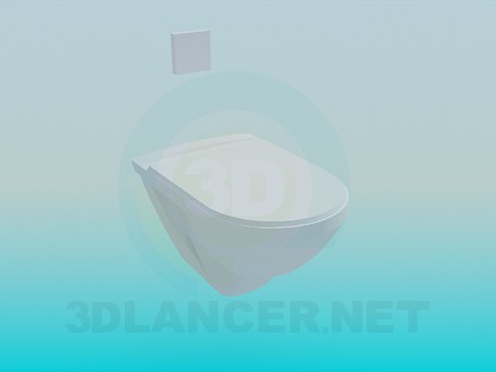 3d model Toilet flushing with a flushing button on the wall - preview