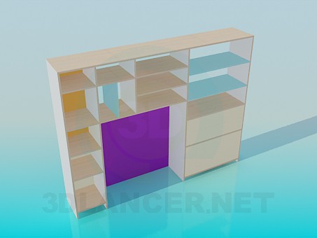 3d модель Мебельная стенка – превью