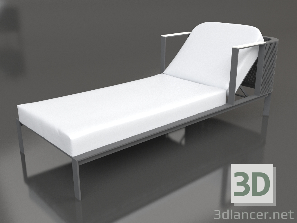 3d model Chaise longue con reposacabezas elevado (Antracita) - vista previa