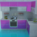 modello 3D Cucina rosa - anteprima