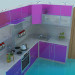 modello 3D Cucina rosa - anteprima
