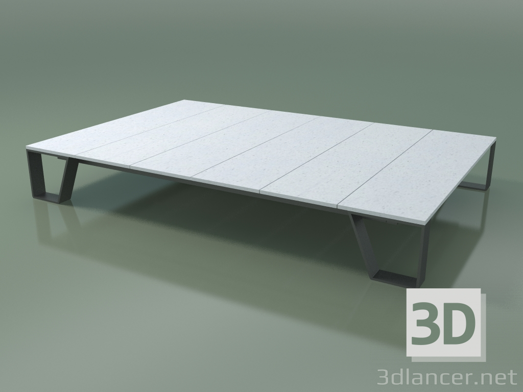 modèle 3D Table basse d'extérieur InOut (955, aluminium laqué gris, lattes en pierre de lave émaillée blanche) - preview