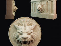 Lion head on a bas-relief