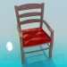 3d model Wooden chair with upholstered seat - preview