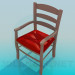 modèle 3D Chaise en bois avec assise rembourrée - preview
