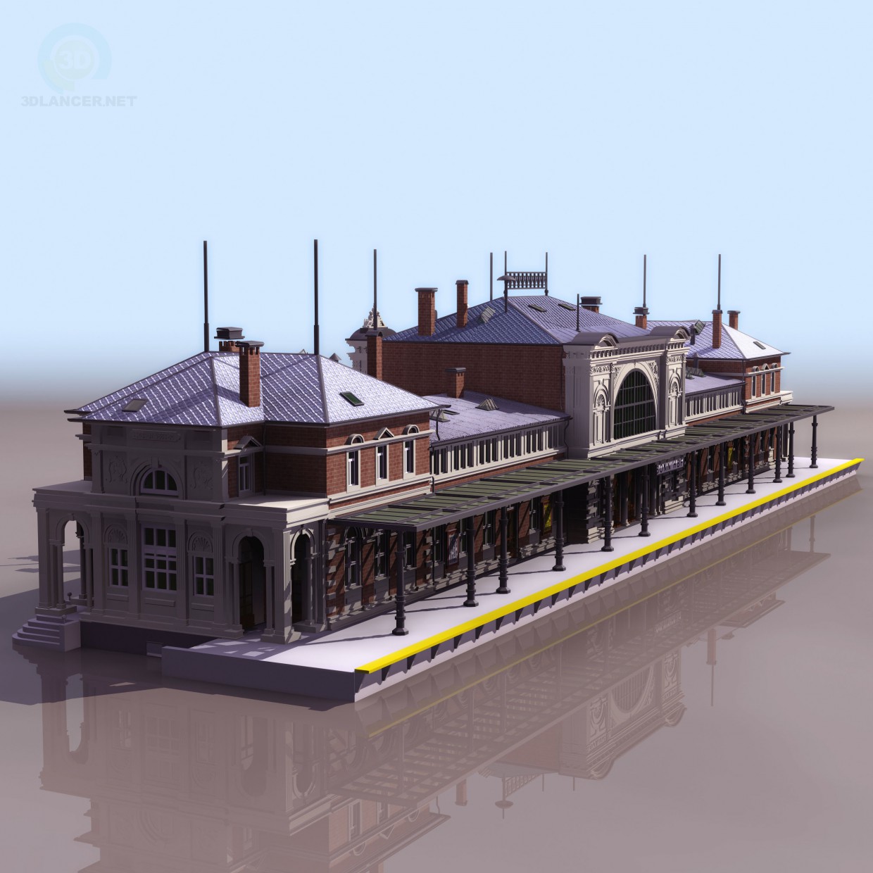 Modelo 3d Railway_Station_Building - preview