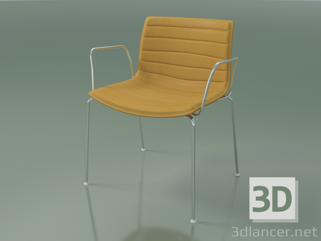 modèle 3D Chaise 0203 (4 pieds, avec accoudoirs, avec revêtement en cuir) - preview