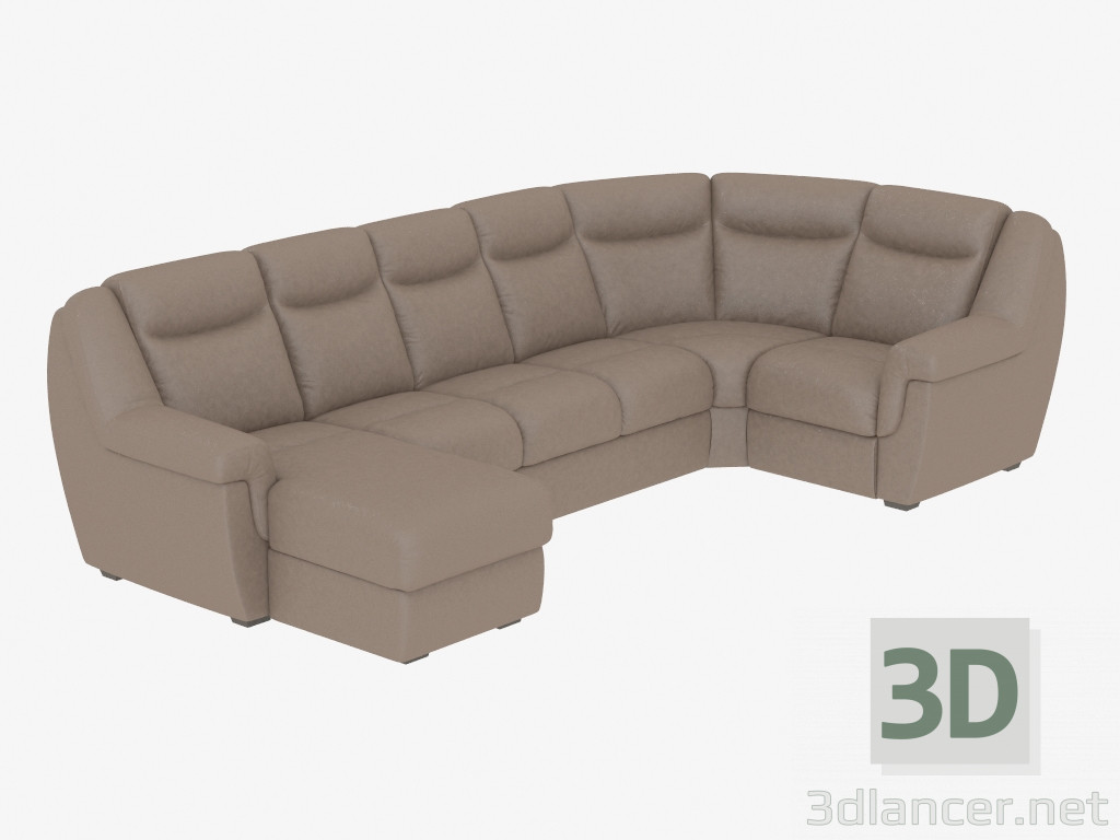 3d model Corner sofa with sleeper - preview