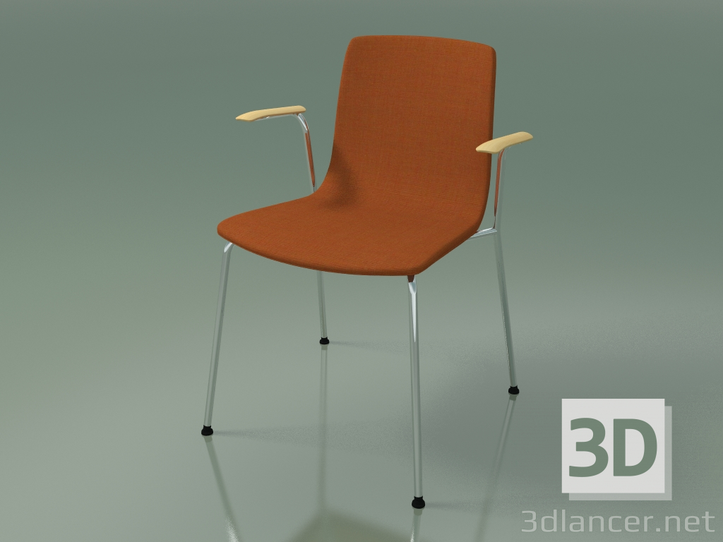 modello 3D Sedia 3952 (4 gambe in metallo, imbottita, con braccioli) - anteprima