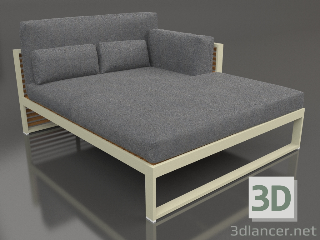 modèle 3D Canapé modulable XL, section 2 droite, dossier haut, bois artificiel (Gold) - preview