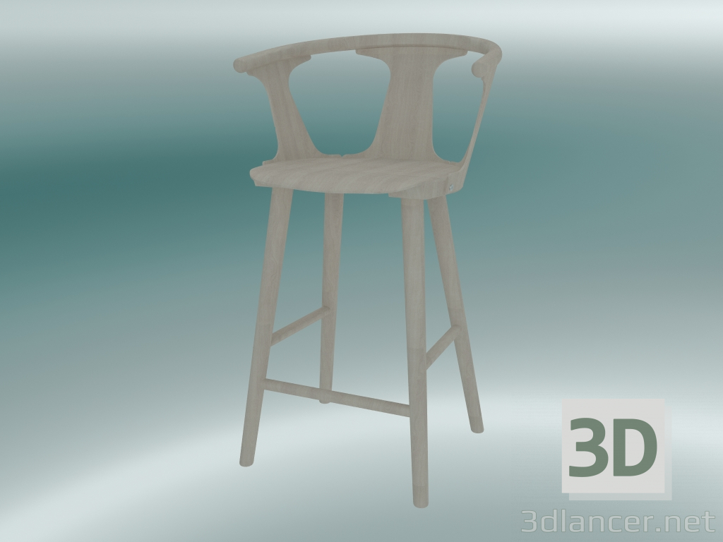 modèle 3D Tabouret de bar In Between (SK7, H 92cm, 58x54cm, Chêne huilé blanc) - preview