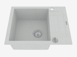 Lavello, 1 vasca con un'ala per asciugatura - Rapido in metallo grigio (ZQK S11A)