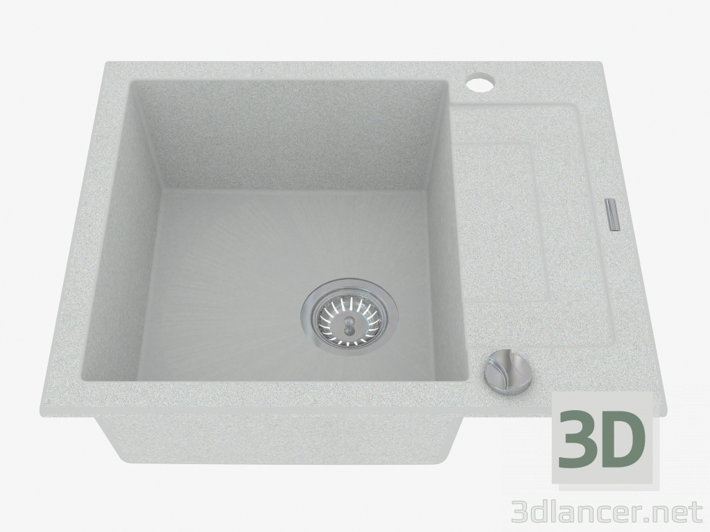 modello 3D Lavello, 1 vasca con un'ala per asciugatura - Rapido in metallo grigio (ZQK S11A) - anteprima