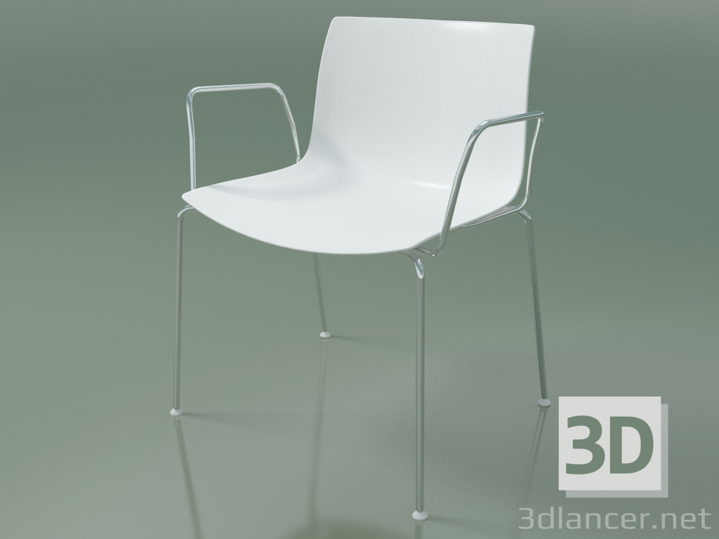 modello 3D Sedia 0201 (4 gambe, con braccioli, polipropilene PO00401) - anteprima