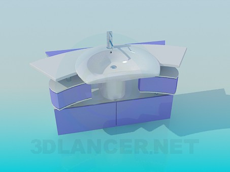 modello 3D Cassetti per lavabo - anteprima
